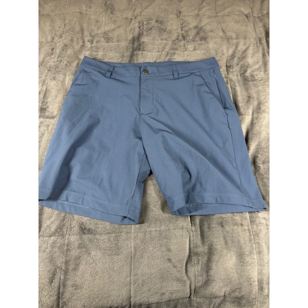 Lululemon Commission Shorts 33 Blue Gray Golf Commuter Technical Stretch LM7BMIS